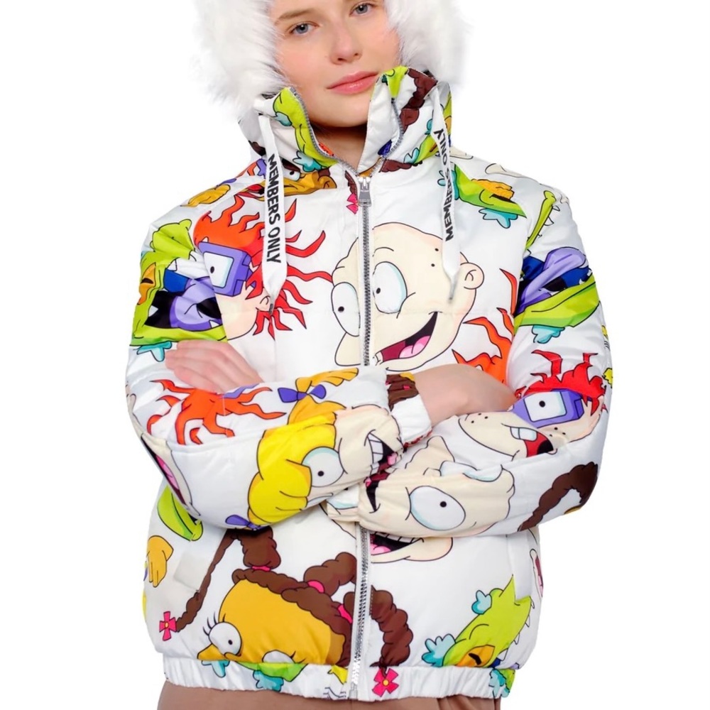NWT - Members Only X Nickelodeon White Snorkel Bomber Jacket - L